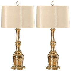 Vintage Great Pair of Brass Faux Bamboo Lamps by Warren Kessler