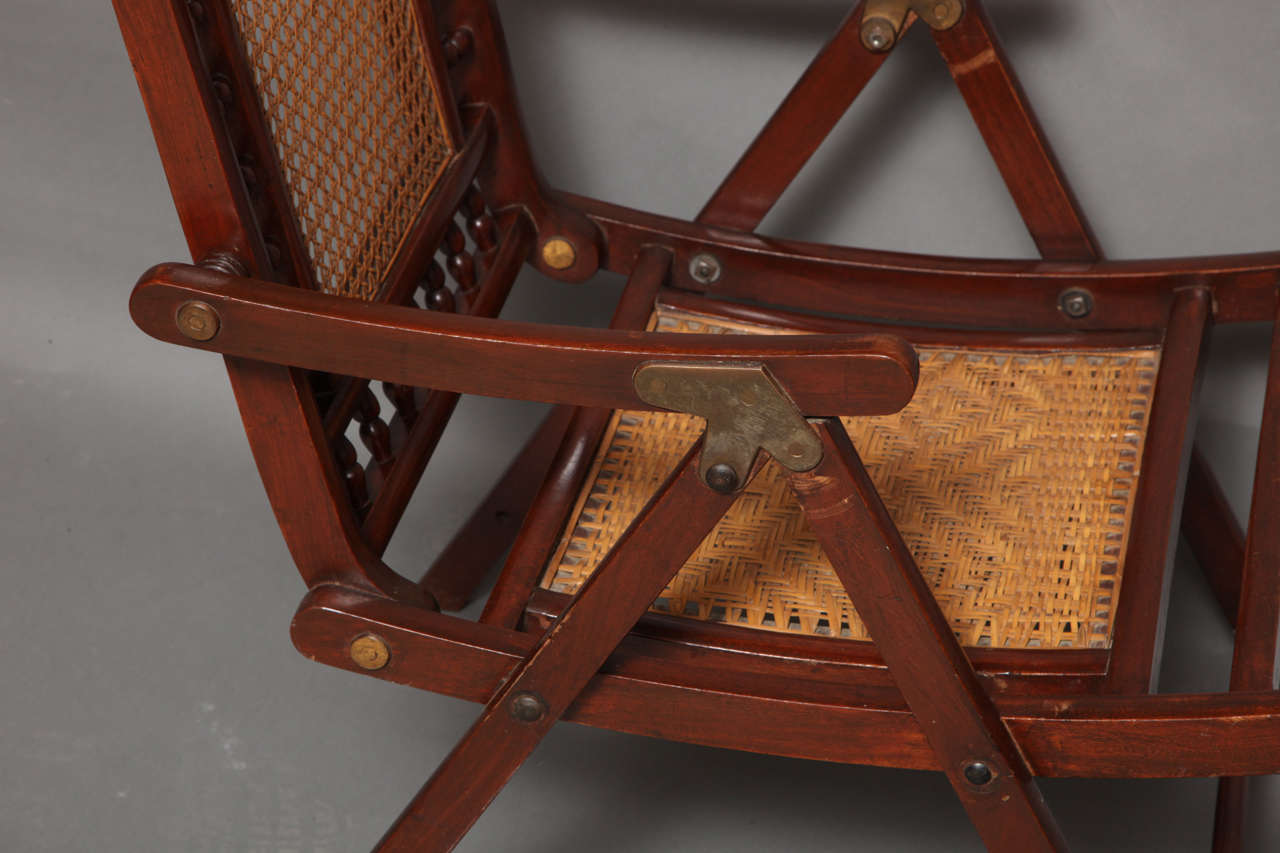 19th Century English Teak and Rattan Yacht Deck Chair 1