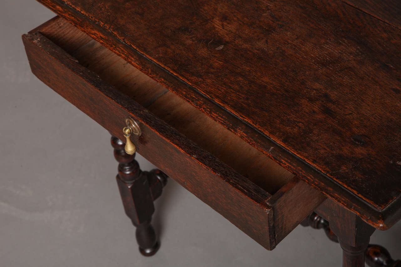 Queen Anne Period Oak Side Table 1