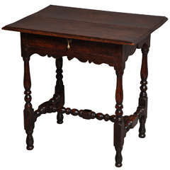 Antique Queen Anne Period Oak Side Table