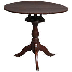 Rare Early 18th Century Welsh Oval Bird Cage Tilt Top Table 1