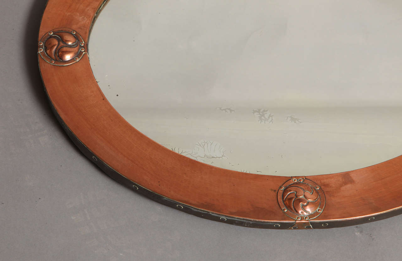Arts and Crafts Liberty of London Hammered Copper Mirror