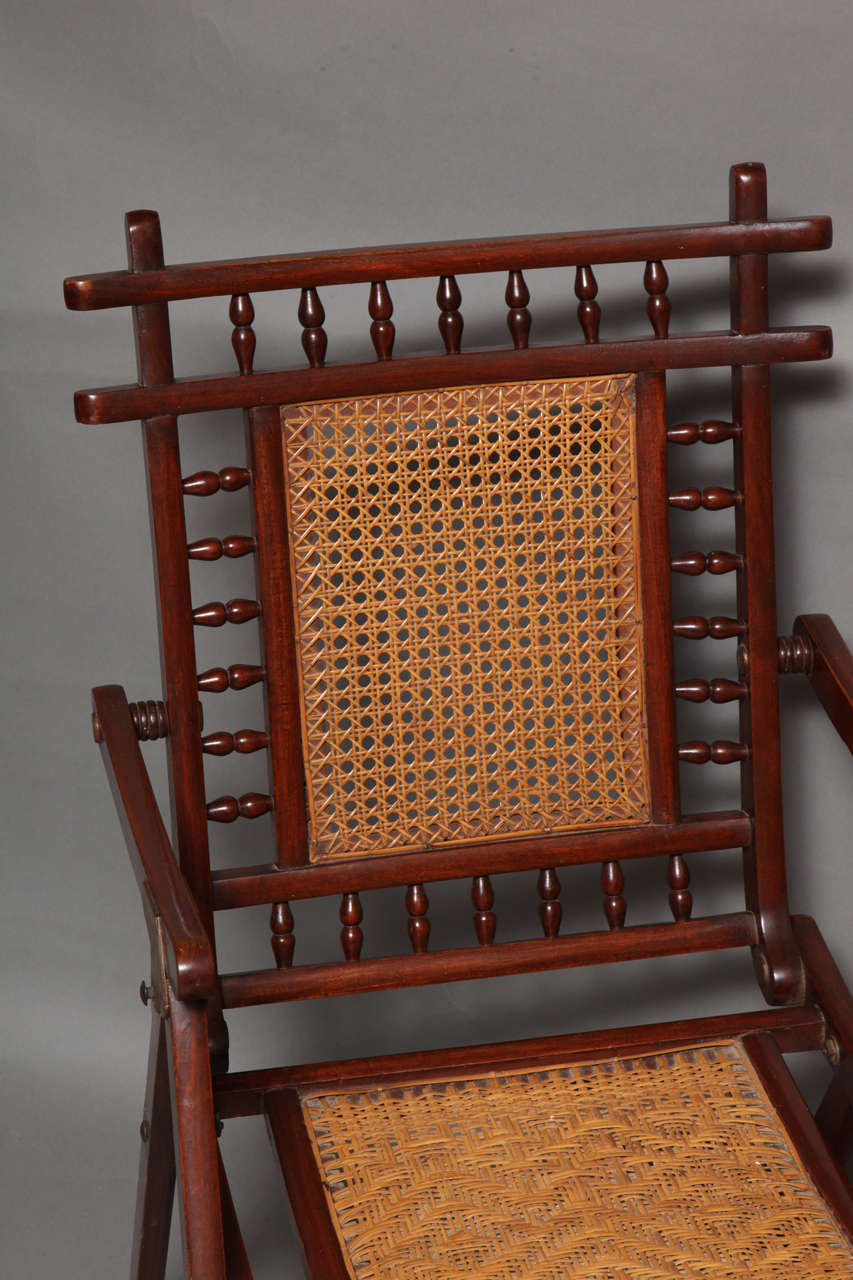 19th Century English Teak and Rattan Yacht Deck Chair at 1stDibs