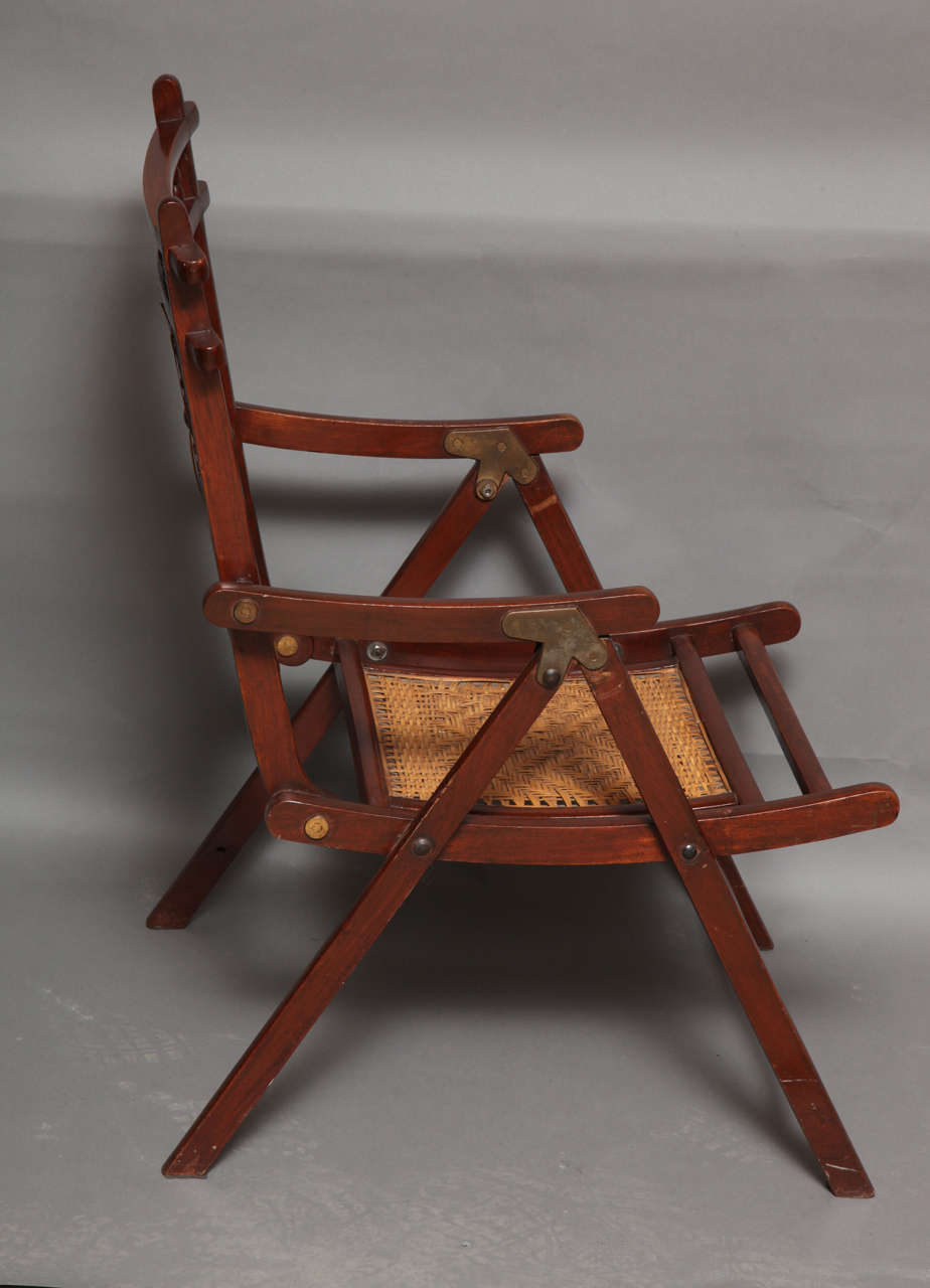 19th Century English Teak and Rattan Yacht Deck Chair at 1stDibs
