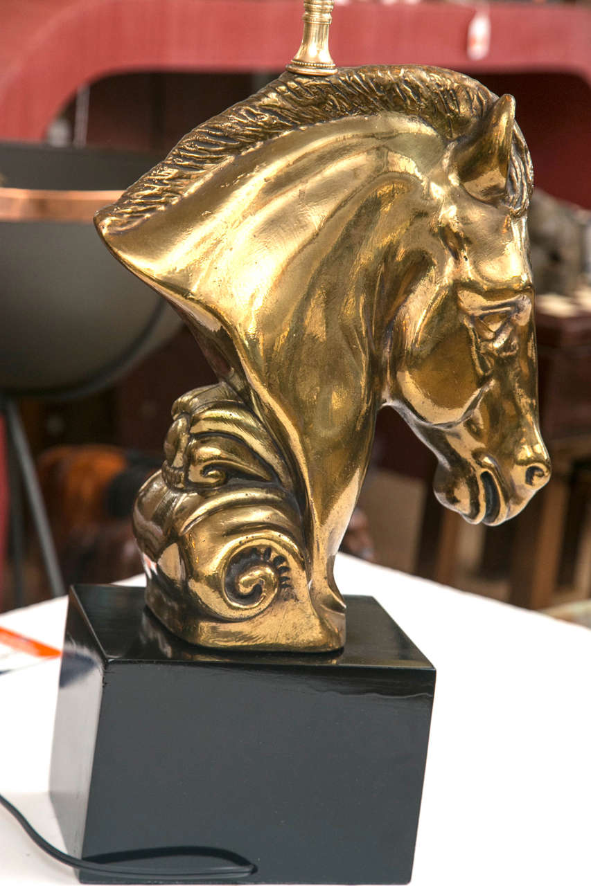 American Art Moderne Horse Head on Base Table Lamp
