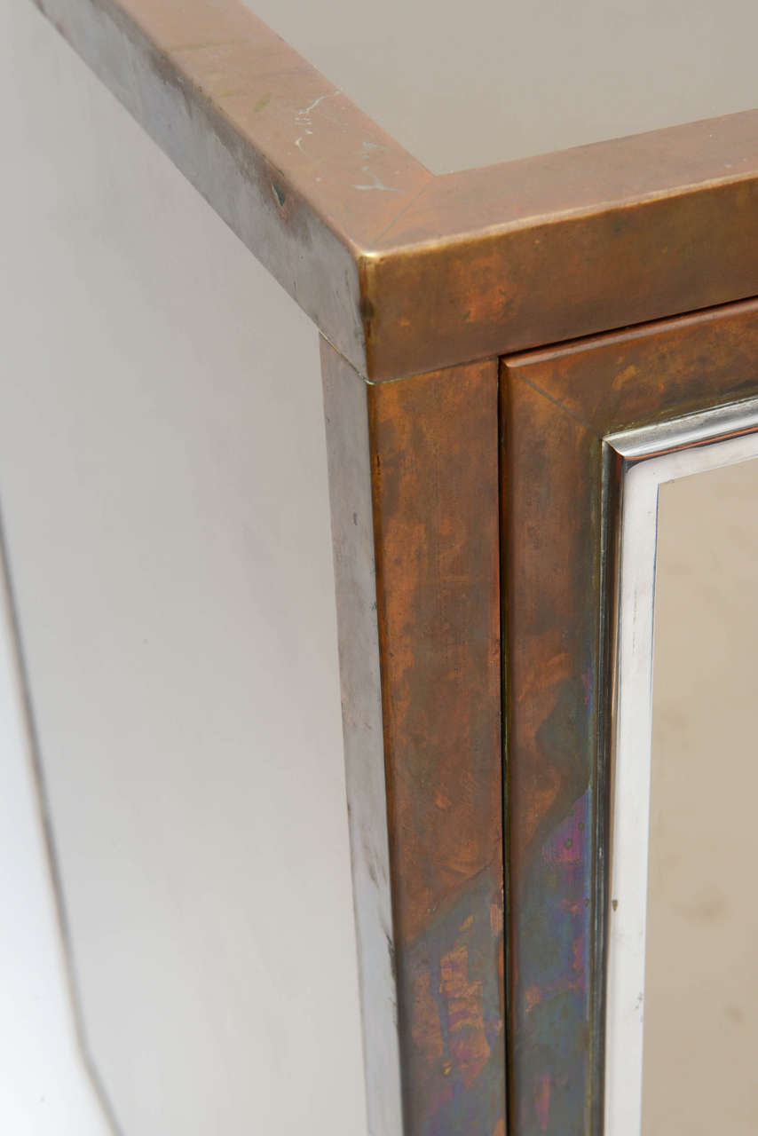 Brass Michel Pigneres Mirrored Cabinet