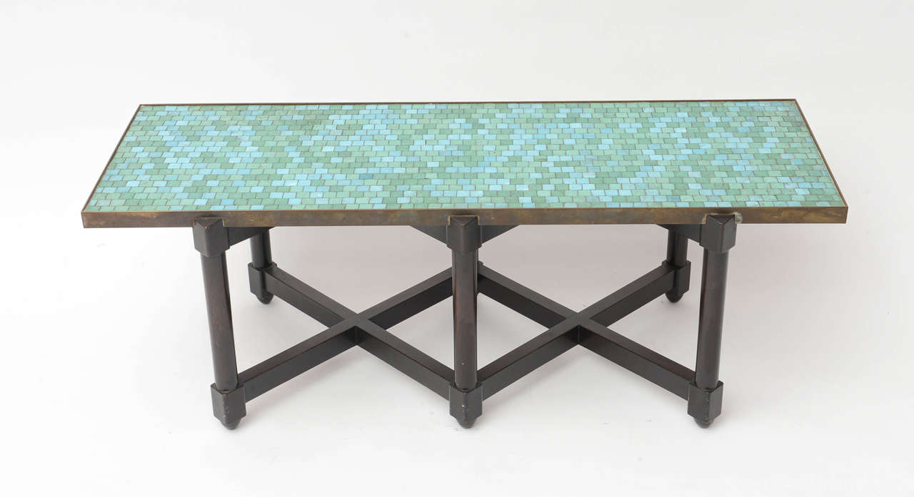 Edward Wormley Tile Top Campaign Coffee Table For Sale at 1stdibs
