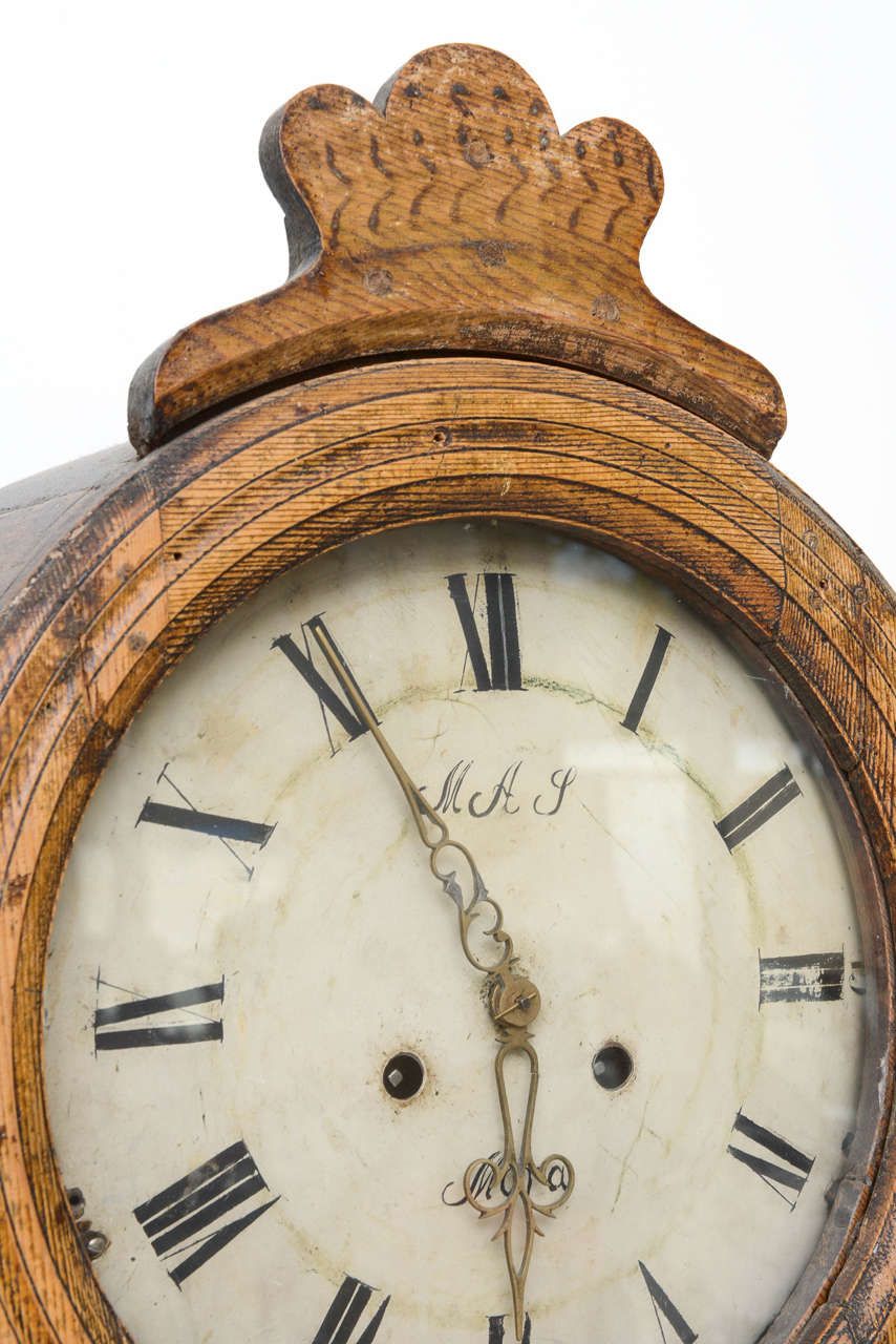 Rare Mora Swedish Grandmother Floor Clock, 1854, Original Finish For Sale 4