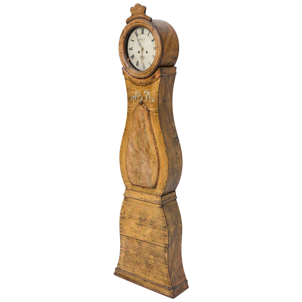 Rare Mora Swedish Grandmother Floor Clock, 1854, Original Finish For Sale
