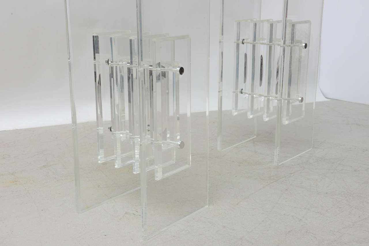 Mid-Century Modern Signed Lucite Base Dining Table