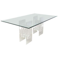 Signed Lucite Base Dining Table