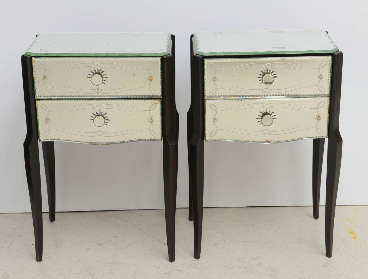 Pair of Mirrored French Bedside Tables