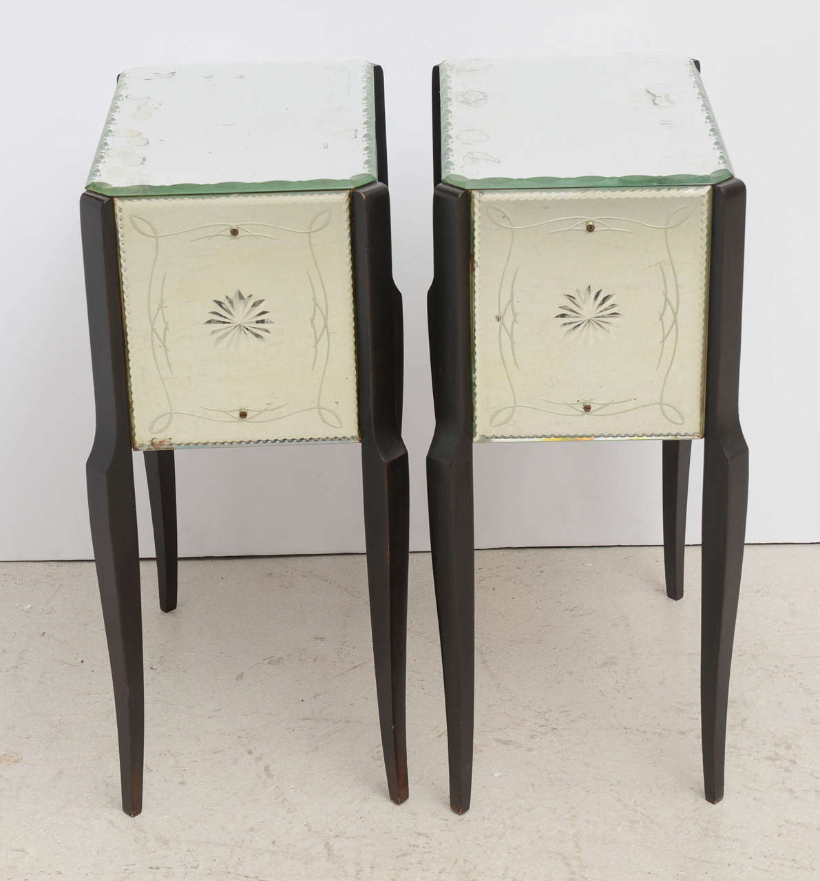 Pair of Mirrored French Bedside Tables at 1stdibs