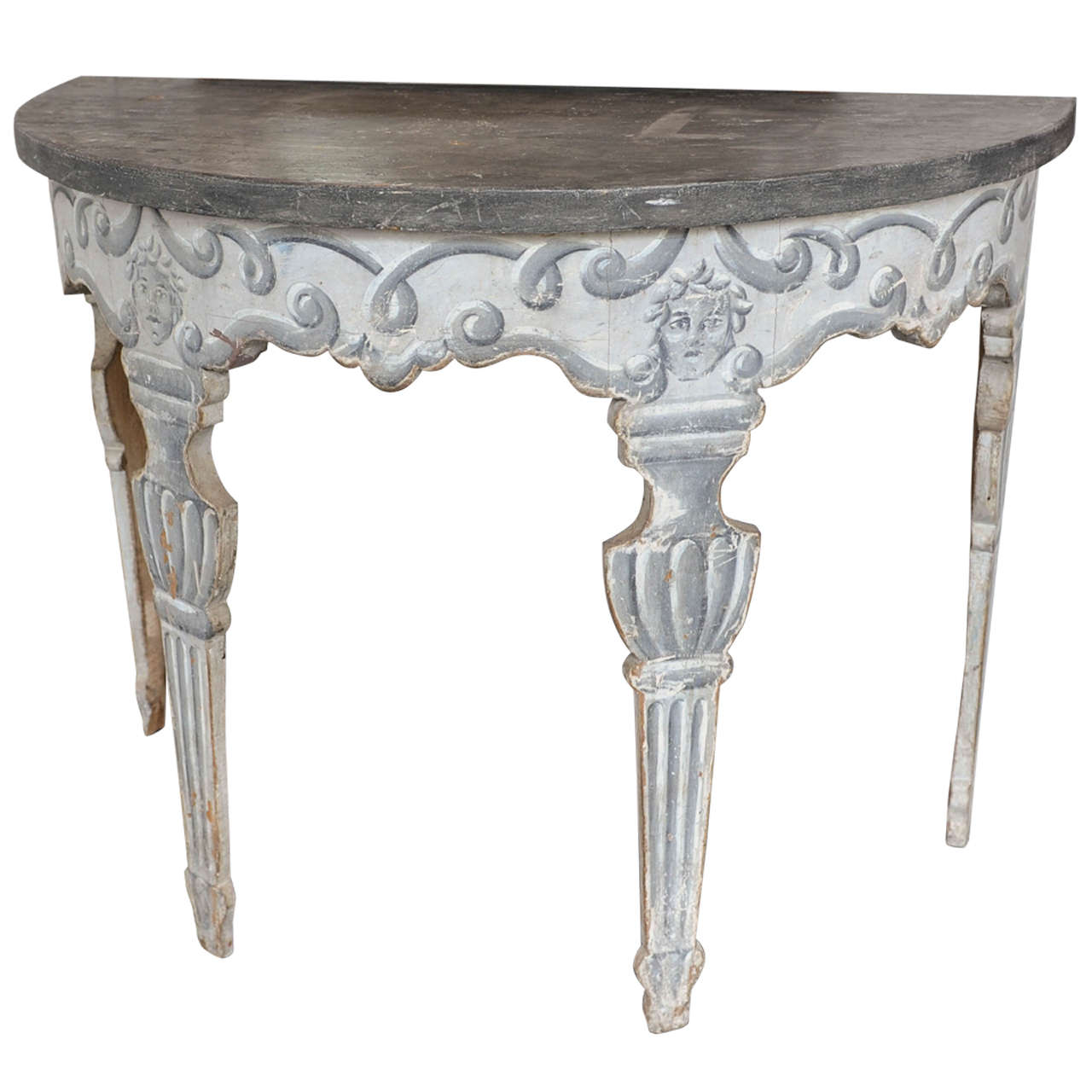 Probably 18th Century Italian Neoclassical Demilune Side Table, circa 1800