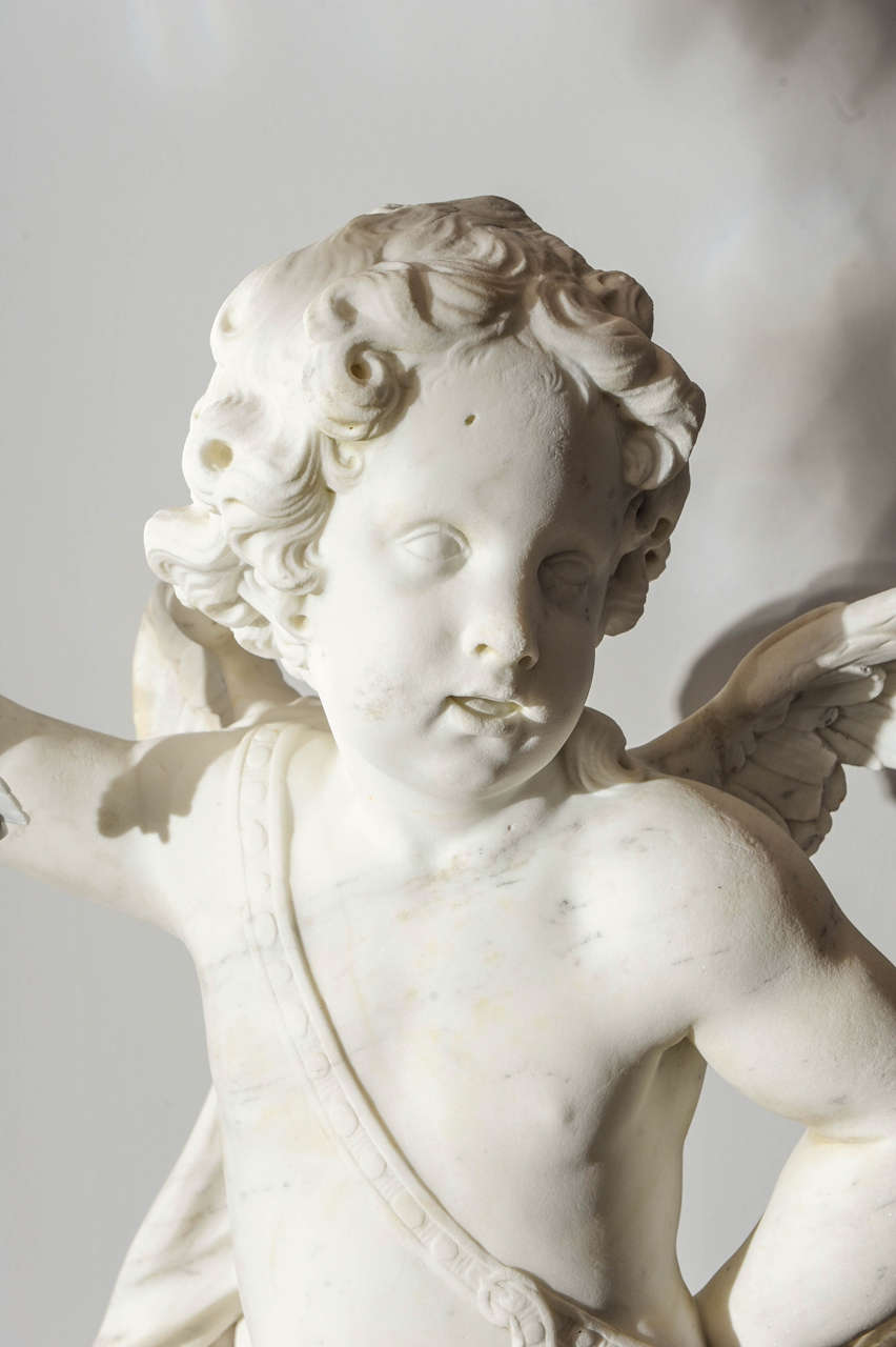 18th Century Dutch Carved Carrara Marble "Statuario" Sculpture of Amor or Cupid
