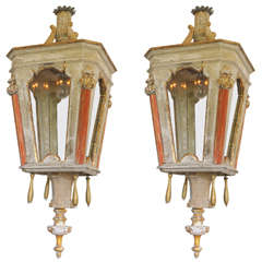 Pair of 20th Century French Lanterns Made of 18th and 19th Century Elements