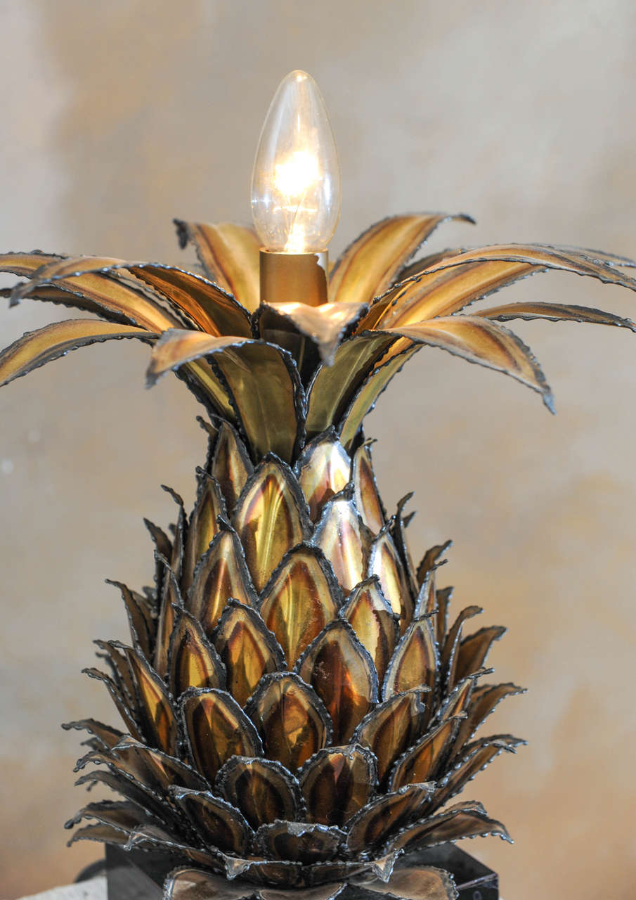 1960s French Brass Pineapple Lamp by Maison Jansen 1