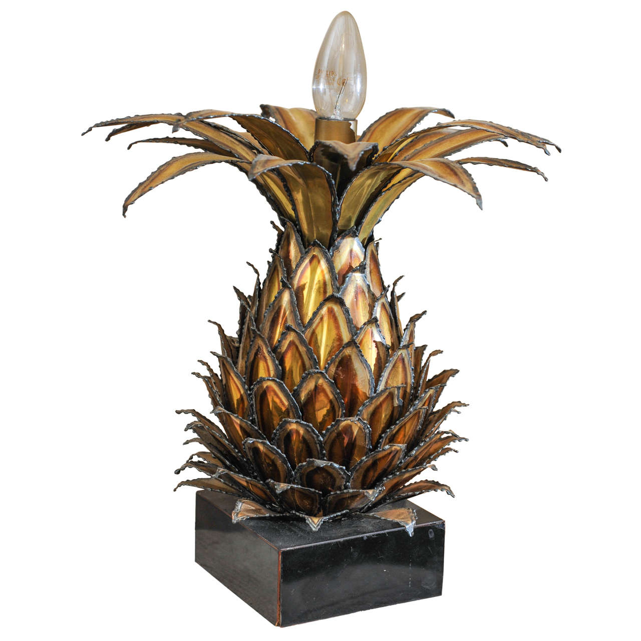 1960s French Brass Pineapple Lamp by Maison Jansen