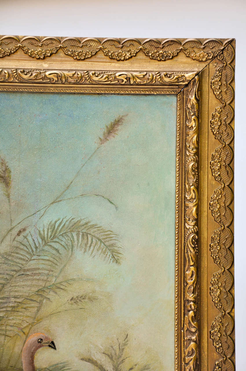 Florida Flamingo Painting, circa 1890 In Good Condition In Lake Forest, IL