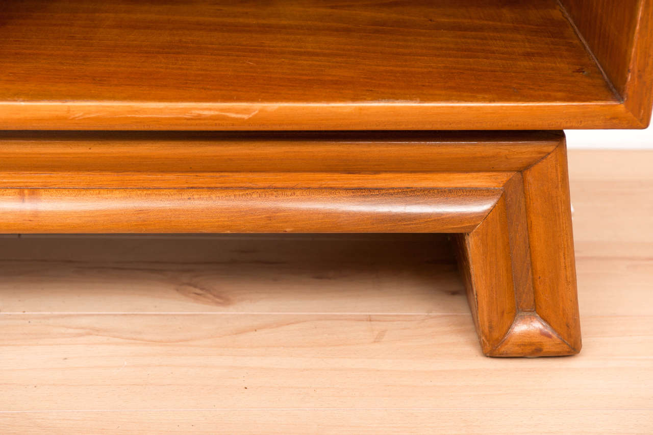 Mid-20th Century Italian 1940's parchemin and walnut bookcase cabinet