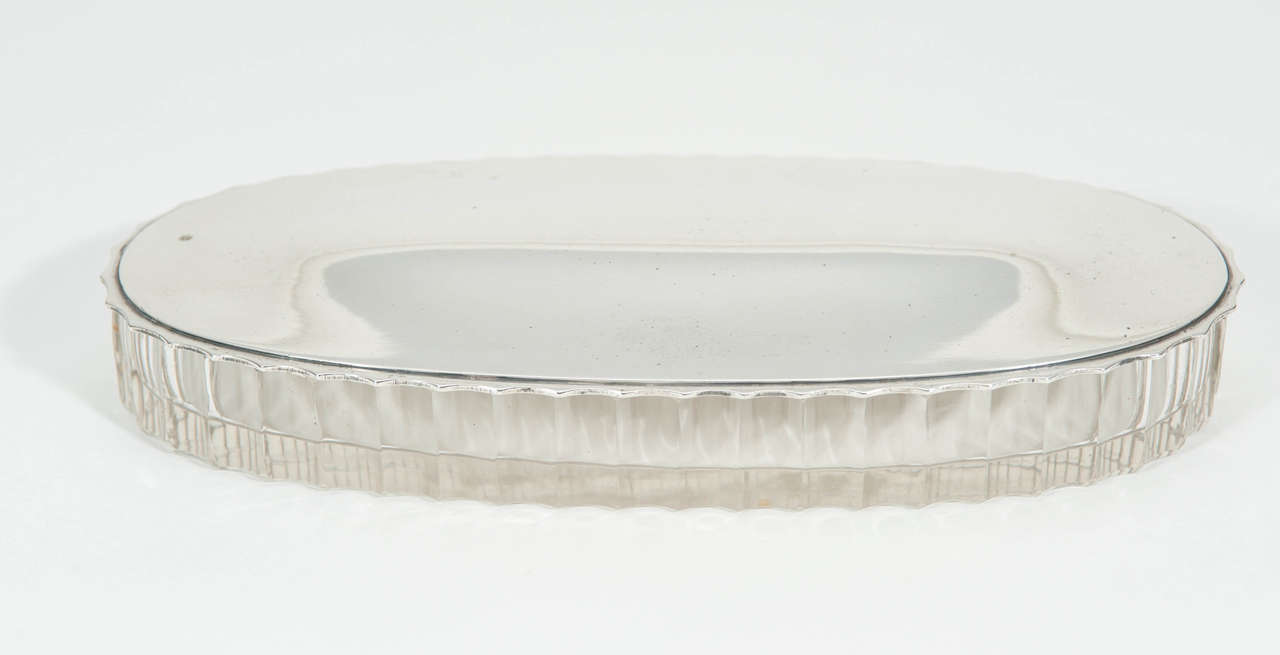 Austrian Secession Glass and Silver Lidded Container