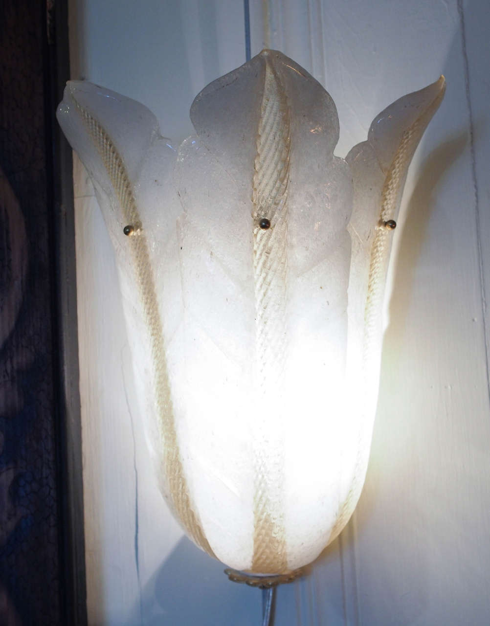 Pair of 1930's Murano glass sconces, Italy In Excellent Condition In New Orleans, LA