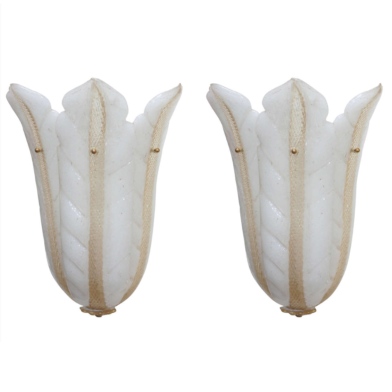 Pair of 1930's Murano glass sconces, Italy