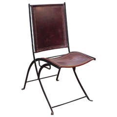 Leather Chair with Metal Frame, 20th Century