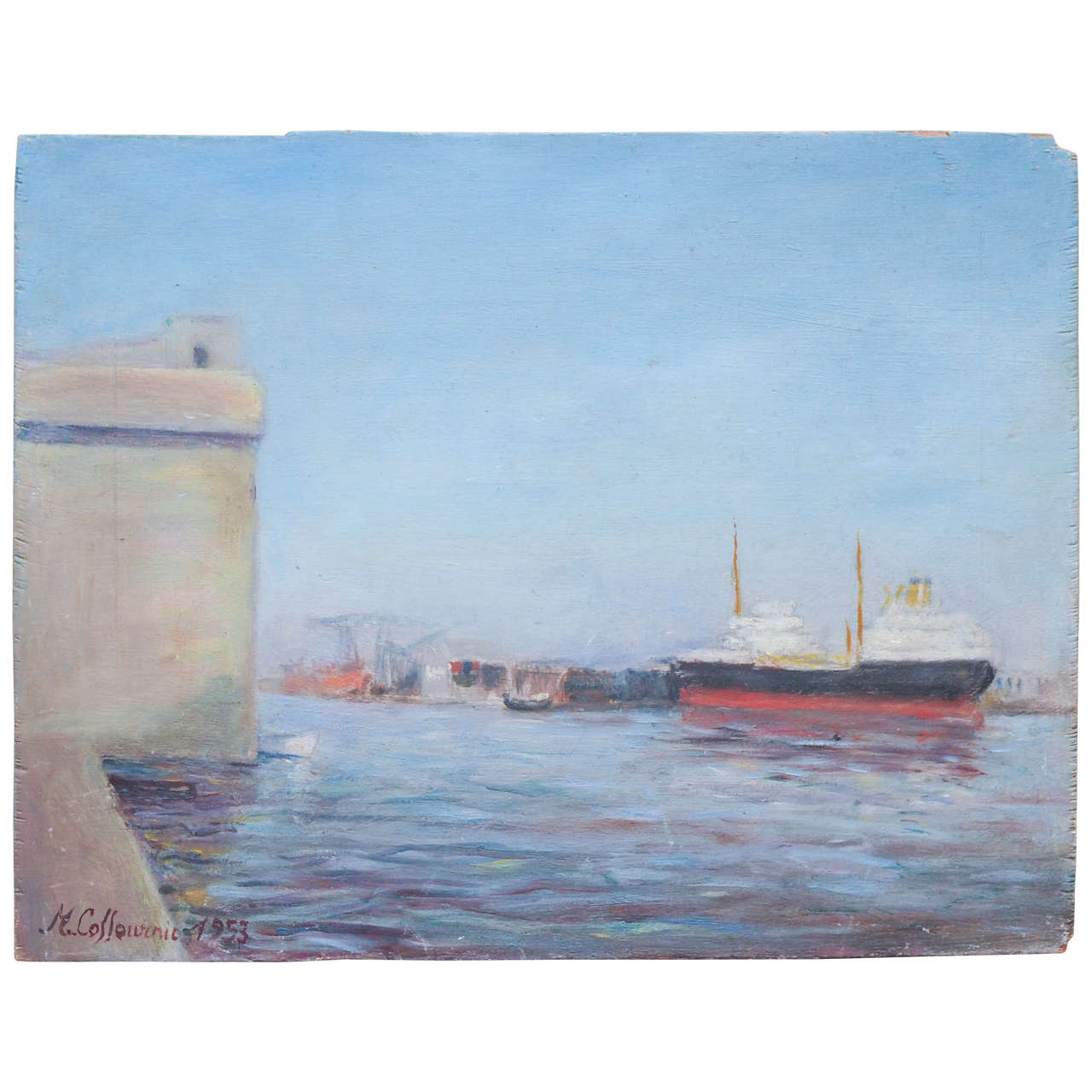 20th Century Painting of Port Nazairie by M. Colloivinic For Sale