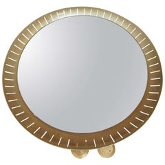 Pair of 1950s Circular Oxidized Aluminum Mirrors by Stilnovo