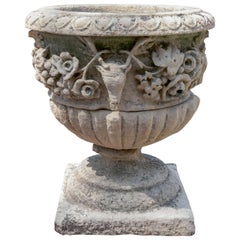 Pair of Georgian Carved Limestone Urns