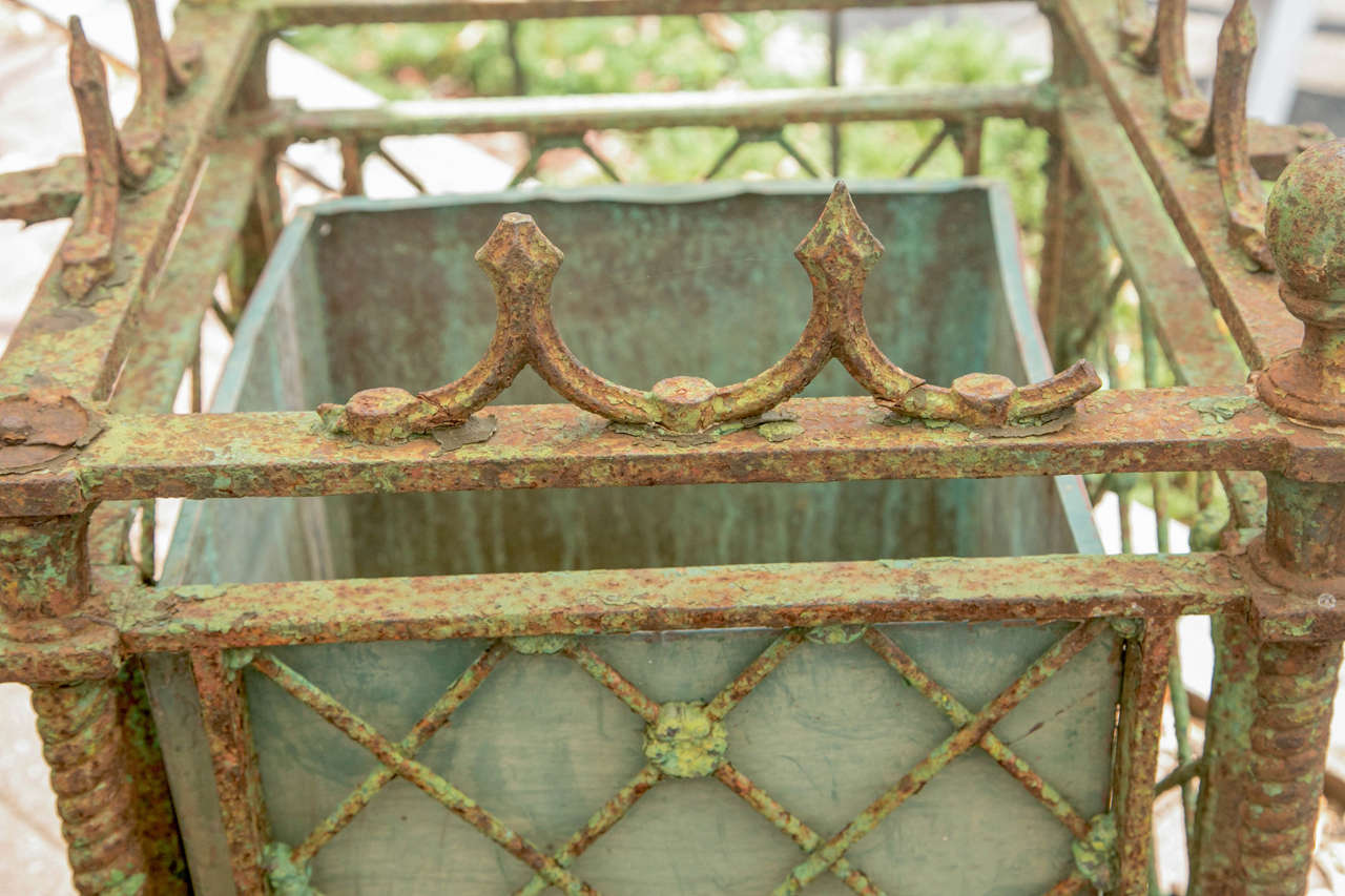 Pair of Cast Iron Versailles Planters In Fair Condition In Stamford, CT