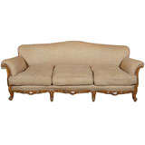 Antique Highly Decorated Italian Settee - New Burlap Upholstery