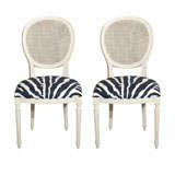 PAIR French Regency Style Chairs "Zebra"