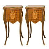 Pair of Antique French Louis XV Parquetry End Tables