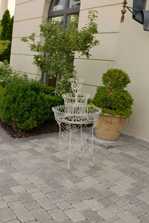 19th Century French Painted Iron 3 Tier Plant Stand