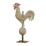 Antique Painted Provencal Zinc Rooster on Stand