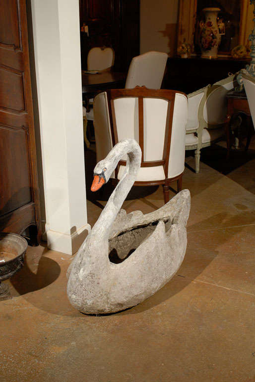19th Century Stone Swan from France<br />
Great one of a kind garden item. <br />
Please view our website for additional garden items www.jadamsantiques.com