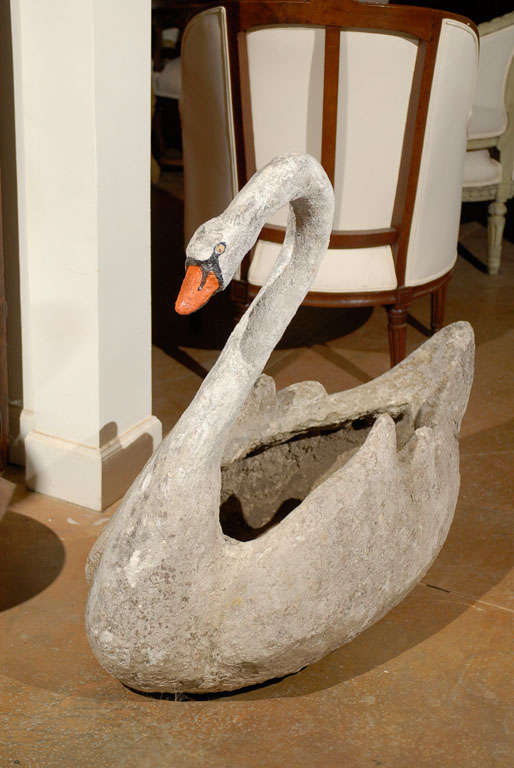 French 19th Century Stone Swan from France
