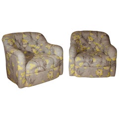 WARD BENNETT PAIR OF TUFTED LOUNGE CHAIRS