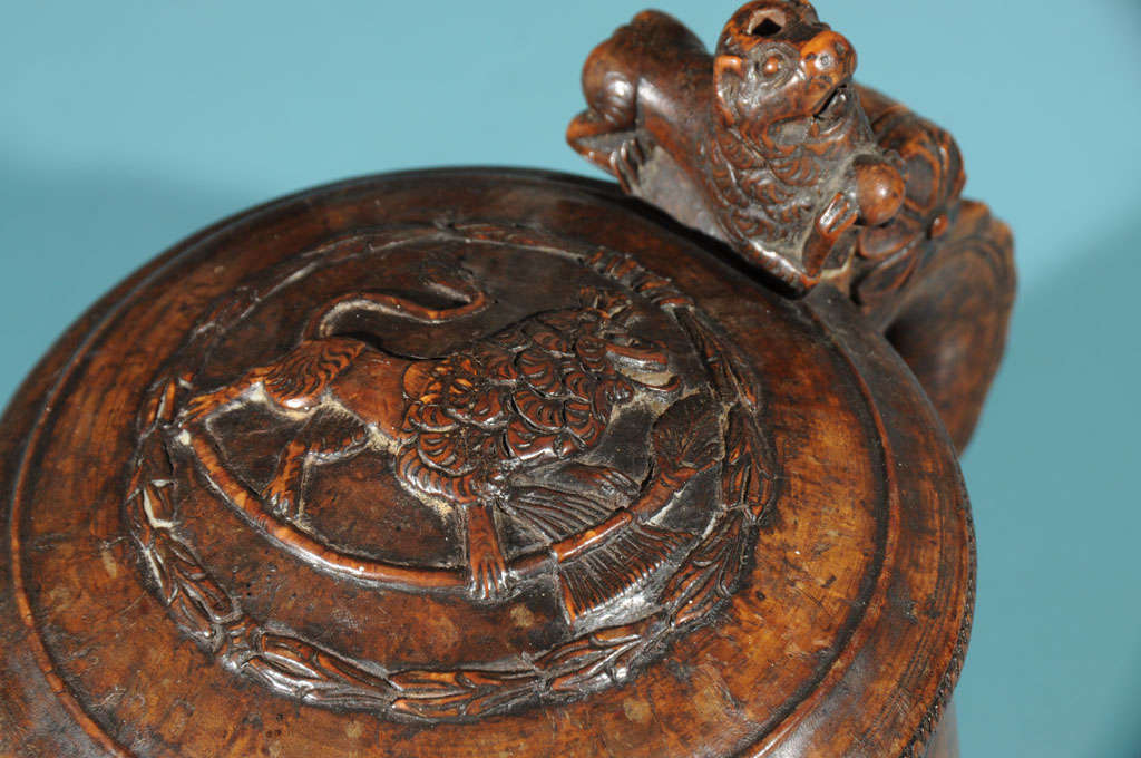 wooden tankard with lid