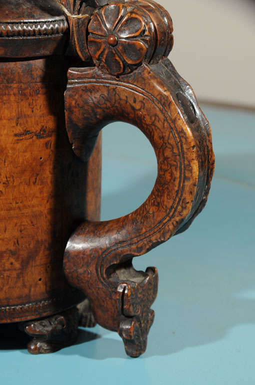 Norwegian Wooden Tankard with Lid In Good Condition In Dallas, TX