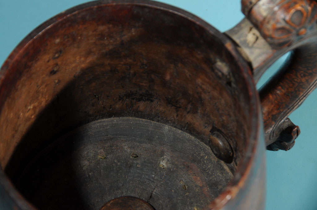 18th Century and Earlier Norwegian Wooden Tankard with Lid