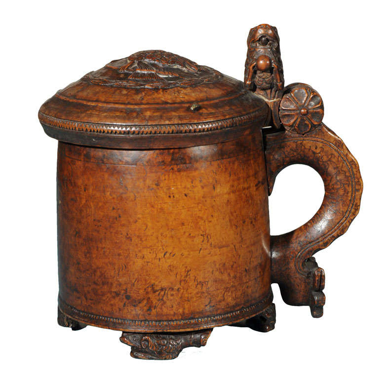 Norwegian Wooden Tankard with Lid
