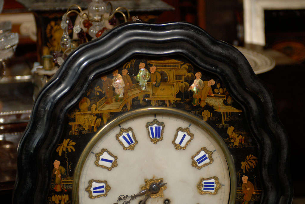 A. FLERS 19thC FRENCH MOTHER OF PEARL CHINOISERIE CLOCK<br />
AN ATLANTA RESOURCE FOR FINE ANTIQUES<br />
WE HAVE A VERY LARGE INVENTORY ON OUR WEBSITE<br />
TO VISIT GO TO: WWW.PARCMONCEAU.COM