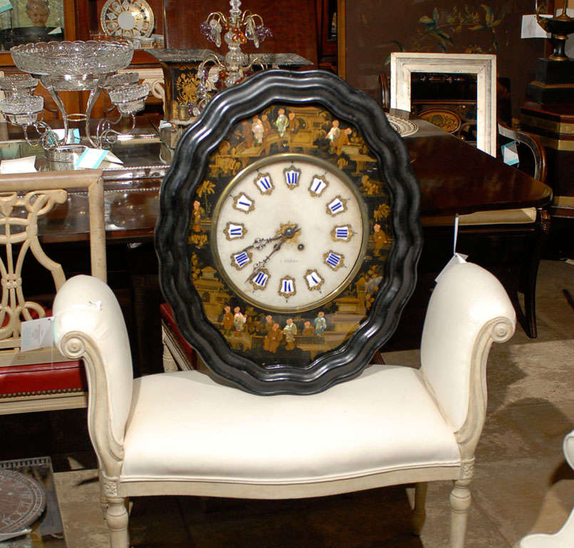 A. FLERS 19thC FRENCH MOTHER OF PEARL CHINOISERIE CLOCK 6