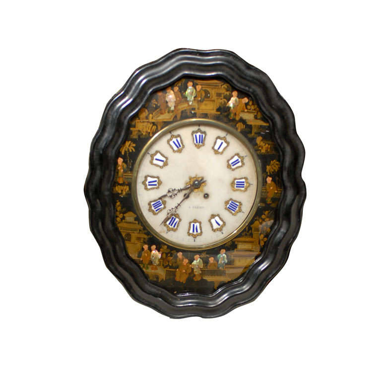 A. FLERS 19thC FRENCH MOTHER OF PEARL CHINOISERIE CLOCK