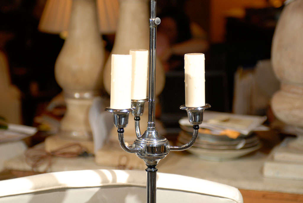 Early 20th Century Art Deco Style Silvered Three-Light Floor Lamp In Good Condition In Atlanta, GA