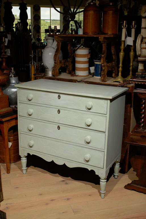 19thC PAINTED AMERICAN CHEST, LIGHT GREEN