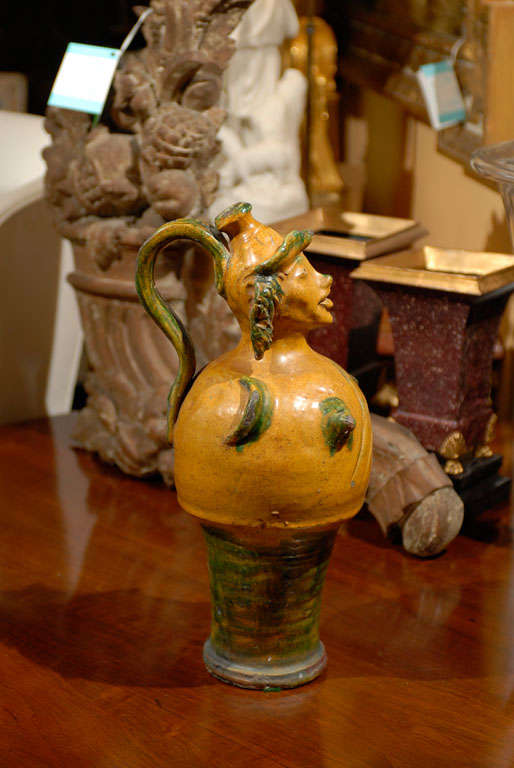 Late 19th-Early 20th Century French Glazed Pottery Figural Vessel For Sale 4